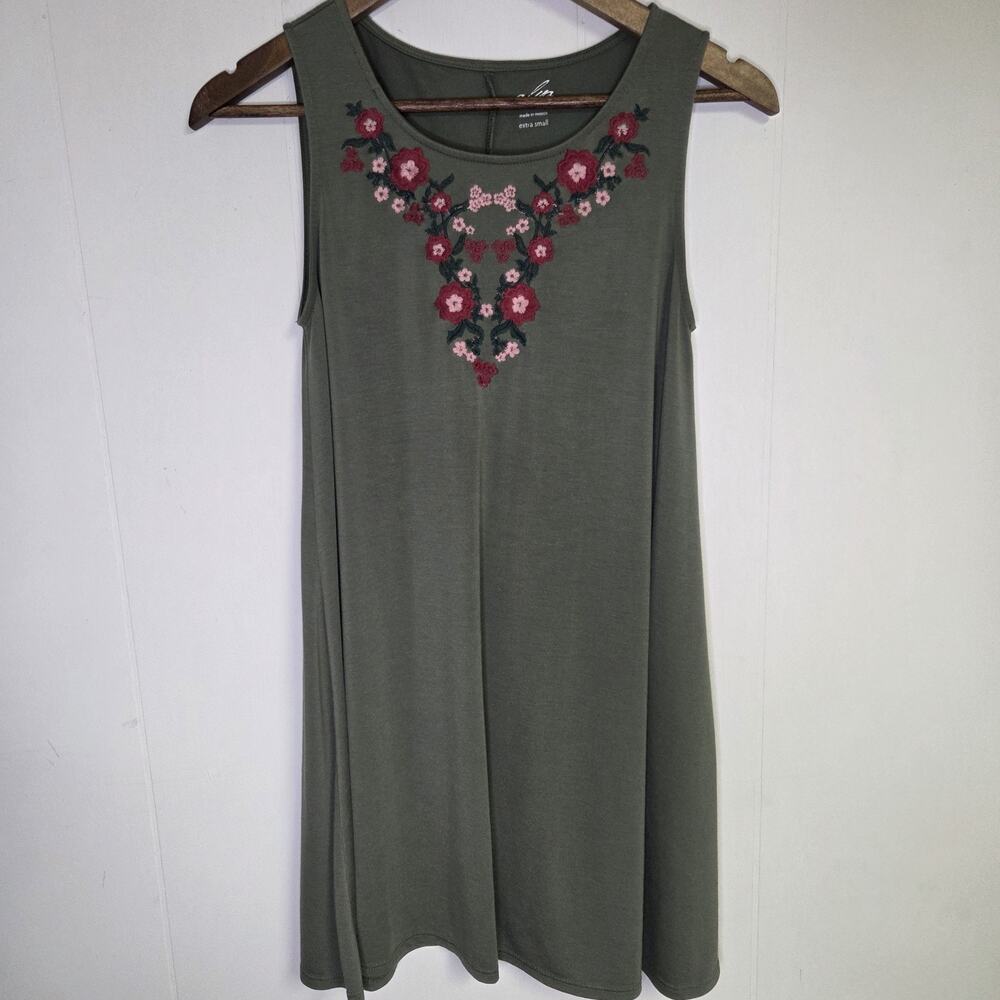 Alya Olive Green Sleeveless Mini Dress With Embroidery Size XS